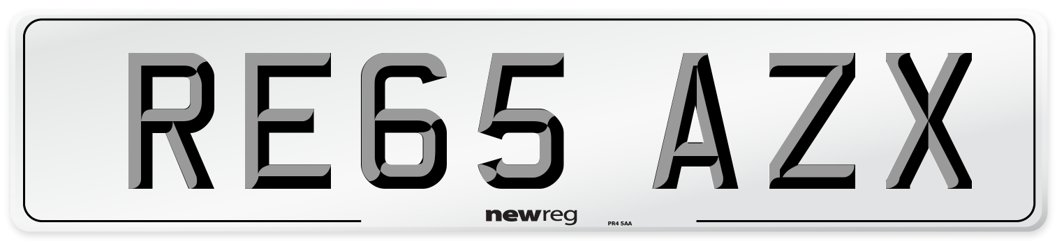 RE65 AZX Number Plate from New Reg